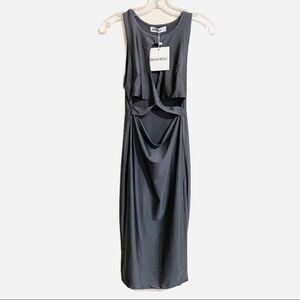 Reverse Cut Out Sleeveless Stainless Steel Gray Dress. Size Medium